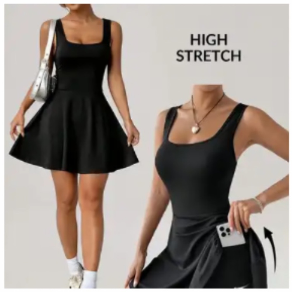 NWOT Black Shorts Dress